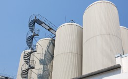 Industrial distillating columns in factory site